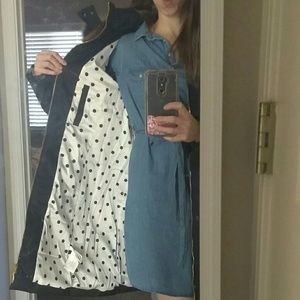 NWT kate spade black puffer with faux fur trim